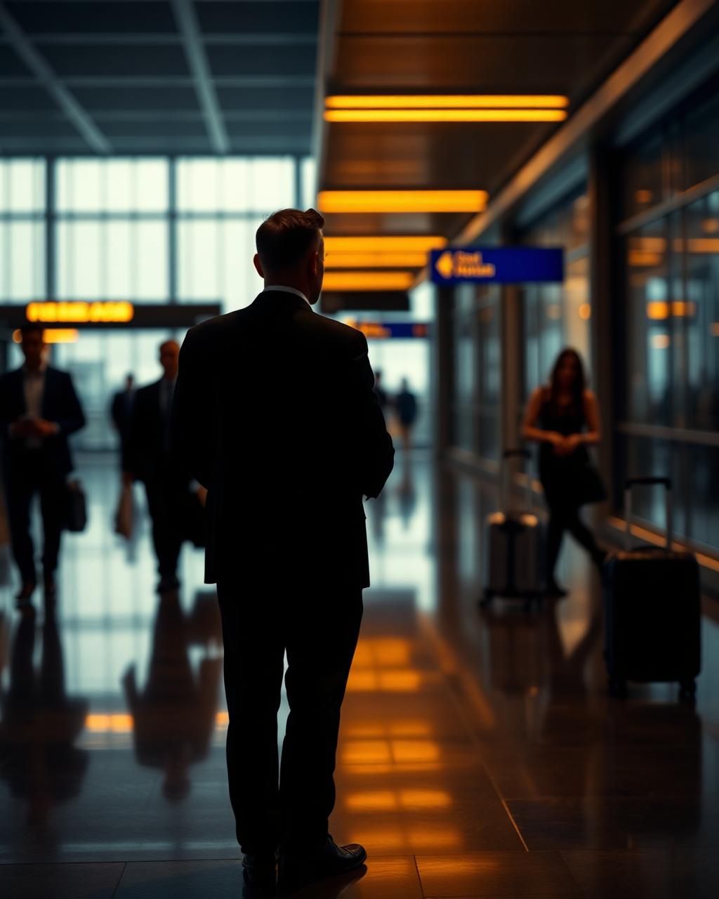 Motorista uniformizado aguardando no desembarque do aeroporto